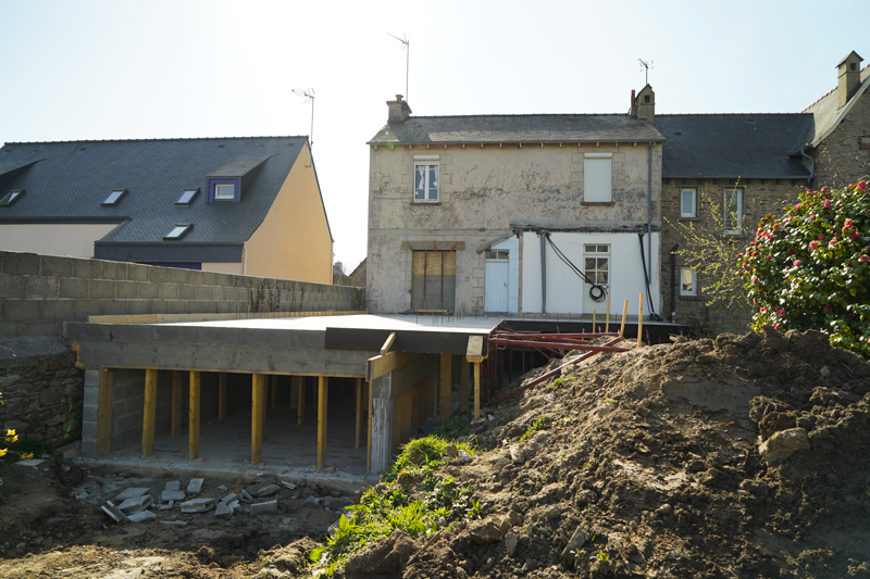 Dalle de béton pour construction ossature bois à paimpol