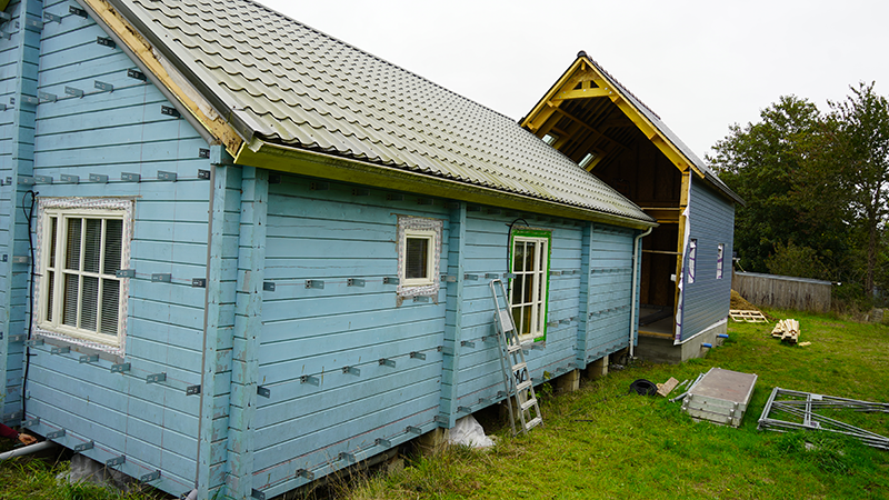 extension ossature bois à Yvias et Isolation par l'extérieur